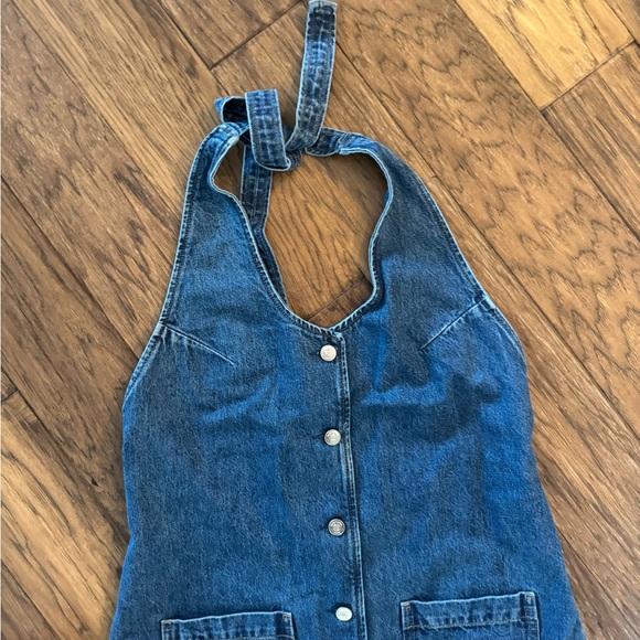 NWT Reformation Avielle Denim Halter Dress - Picture 2 of 5